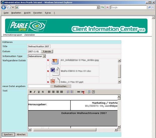 Pearle Intranet