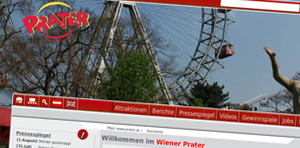 Titelbild: Die Webseite vom Wiener Prater