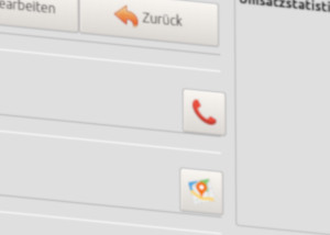 Click2Call-Funktion in Call-Control: Telefonhörer-Icon zum direkten Anrufen eines Kunden mit nur einem Klick.