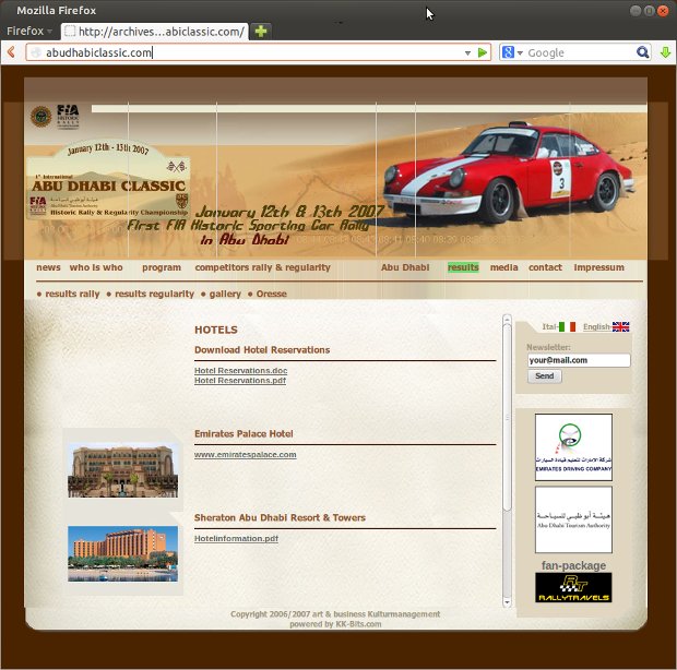 Hotelreservierungen auf der Webseite der Abu Dhabi Classic