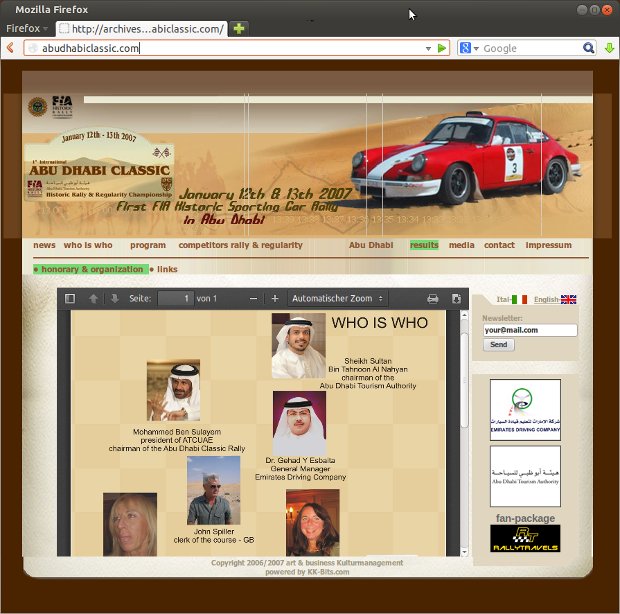 Who-is-who-Seite der Abu Dhabi Classic mit Porträts der Organisatoren