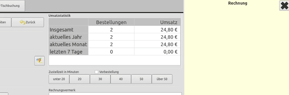 Animation der Wunschpizza-Auswahl in Call-Control mit Zutatenliste und Rechnungsansicht
