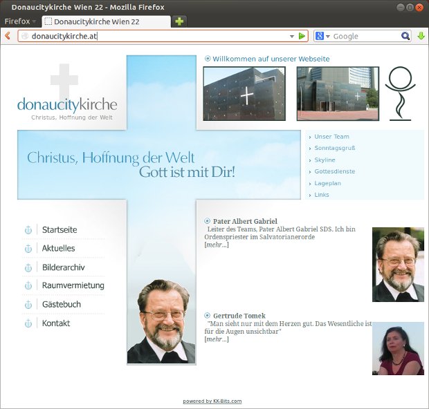Donaucitykirche-Webseite mit Artikel und Porträts von Gemeindemitgliedern