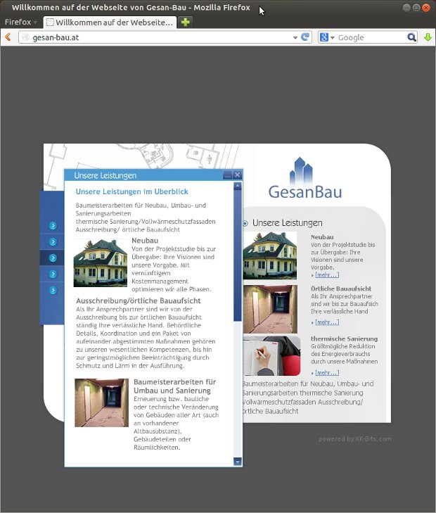 Gesan-Bau-Leistungsseite mit Fotos von Bauprojekten