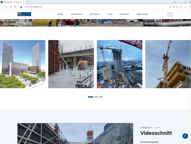 Hochwerth-Startseite mit Fotogalerie von Bauprojekten