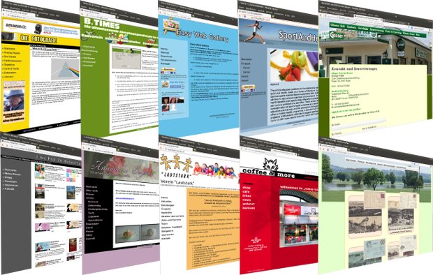 Collage verschiedener Webseiten und Systeme, die mit der KKBits Mobile Engine erstellt wurden