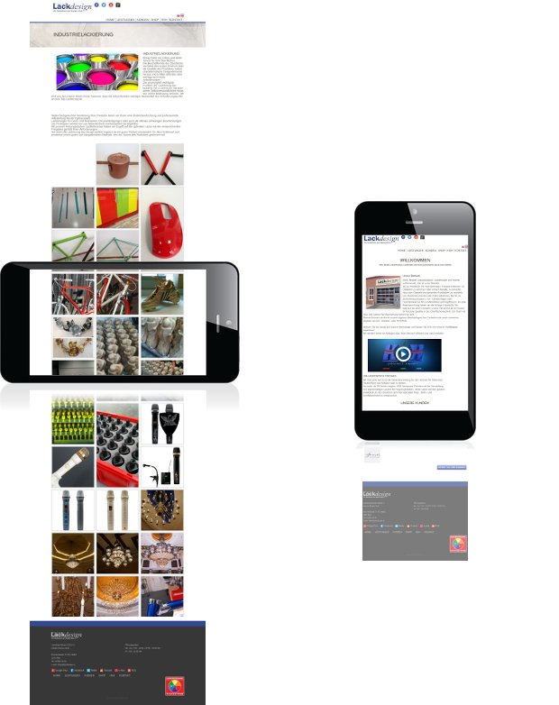 Lackdesign-Webseite mit Bildergalerie auf einem Smartphone