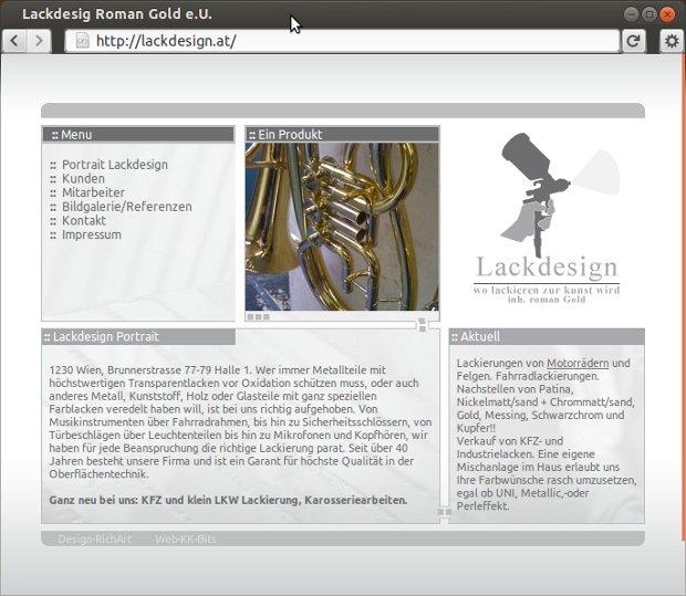 Webseite von Ing. Walter Groblschegg mit Produktfoto zur Lackierung