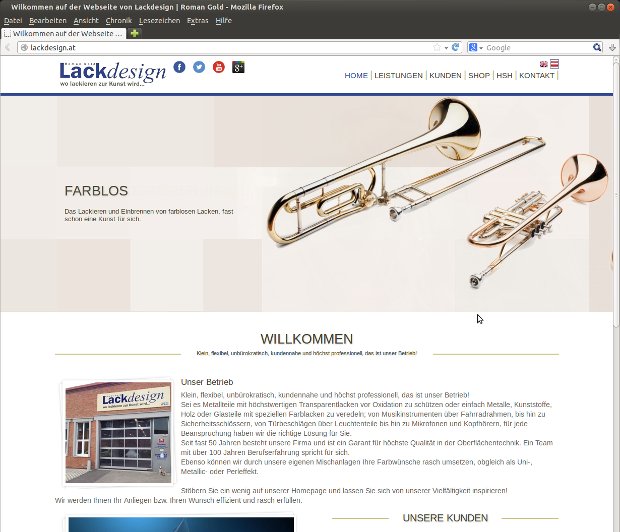 Lackdesign-Startseite mit lackierten Metallteilen