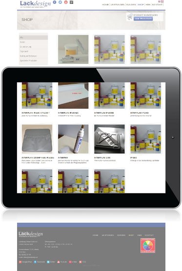 Lackdesign-Produktgalerie auf einem Tablet im Querformat