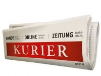 Logo der Zeitung Kurier auf einer gefalteten Ausgabe