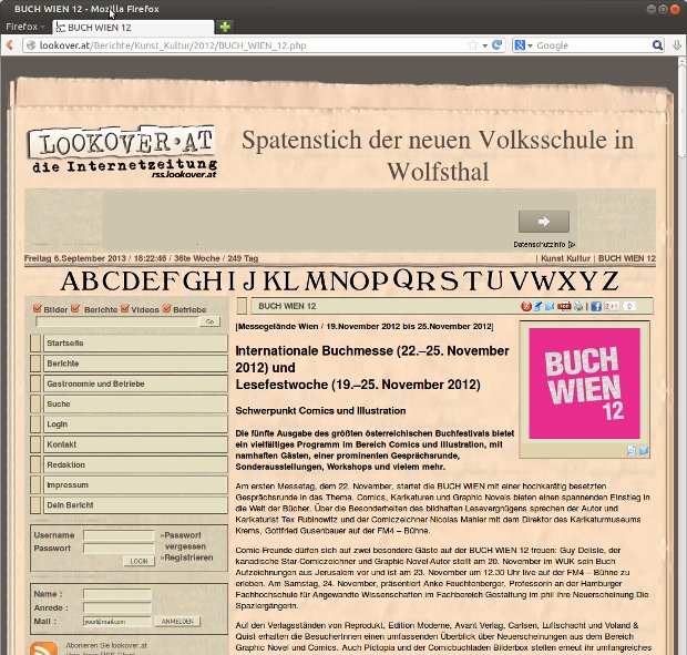 Lookover-Bericht über die Buch Wien 2012 mit Text und Veranstaltungslogo