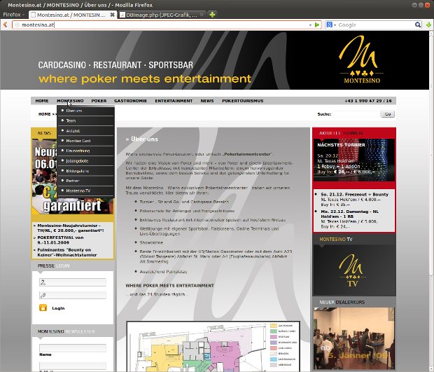 Über-uns-Seite von Montesino mit Informationen zum Pokerlokal