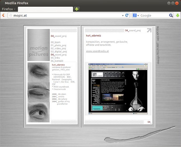 Mopic-Fotografenwebseite mit Aufnahme einer Internetseite