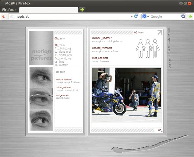 Mopic-Fotografenwebseite mit Motorsportfoto