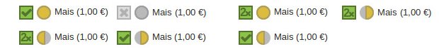 Foody-Auswahl für Pizzabelag links, rechts oder auf der ganzen Pizza