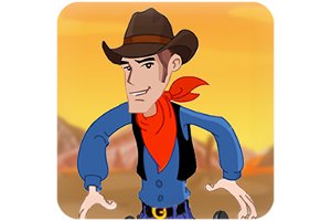 Grillmann-Spielicon mit gezeichnetem Cowboy