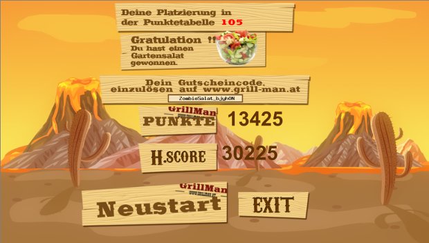 Punktetabelle im Grillmann-Spiel mit gewonnenem Salatgutschein