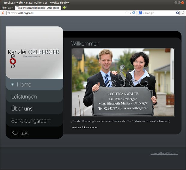 Startseite der Rechtsanwaltskanzlei Ozlberger mit Foto der Anwälte