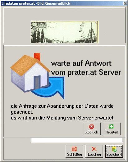 Offline-Bildverwaltung von prater.at mit Meldung zur Serversynchronisierung