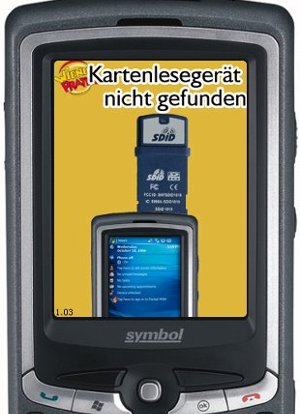 Pratercard-Handheld mit Meldung, dass das Kartenlesegerät nicht gefunden wurde