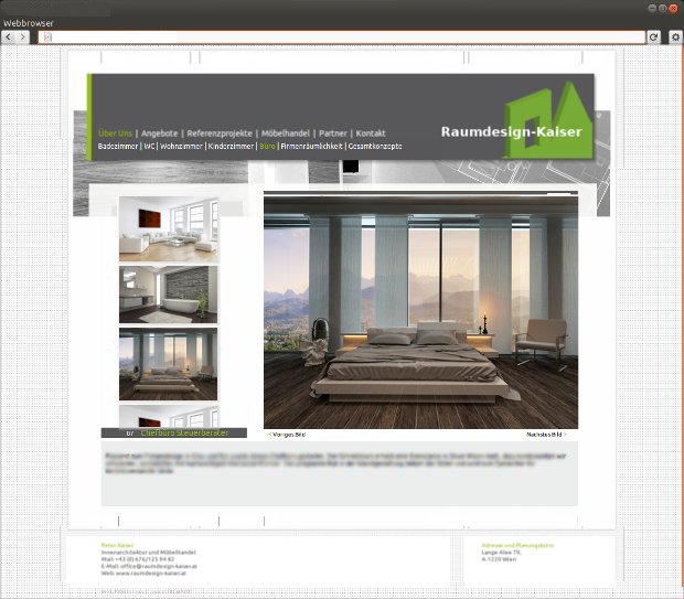 Raumdesign-Kaiser-Webseite mit Bildergalerie eines Wohnraums
