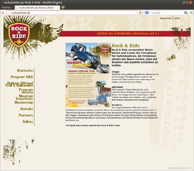Rock-&-Ride-Startseite mit Motorsportbildern und Veranstaltungsinfos