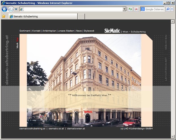 SieMatic-Webseite von 2004 mit Foto des Hauses am Schubertring