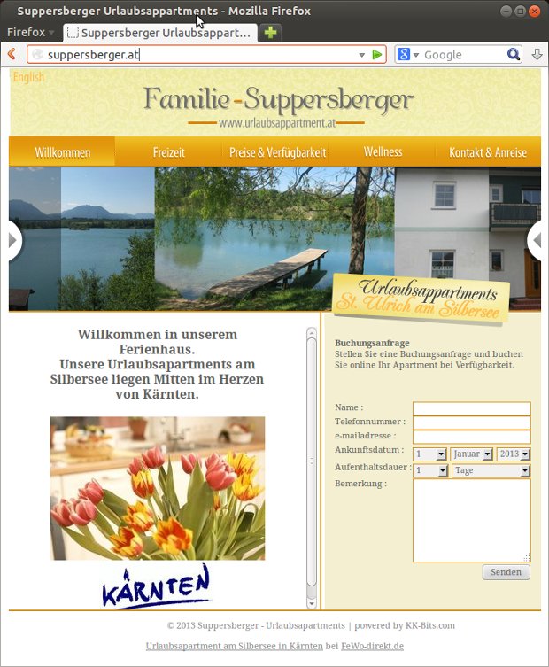 Familie-Suppersberger-Webseite mit Ferienhaus und Gartenfotos