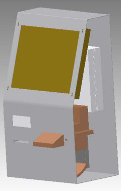 CAD-Modell eines Praterterminals mit Bildschirm und Kartenausgabe
