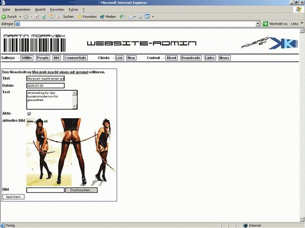 Bildverwaltung der Webseite von Martin Moravek mit Upload-Formular