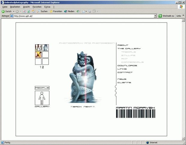 Fotografie einer Person mit bemaltem Körper auf der Webseite von Martin Moravek