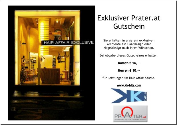 Prater.at-Gutschein für Leistungen im Hair-Affair-Studio