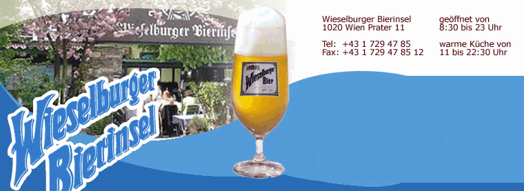 Wieselburger-Bierinsel-Kopfbereich mit Riesenrad, Wein und Speisen